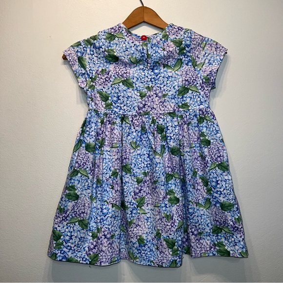 Smiling Button Girls's Sunday Hydrangea Print Short Sleeve Cotton Dress Size 8 - Picture 4 of 7